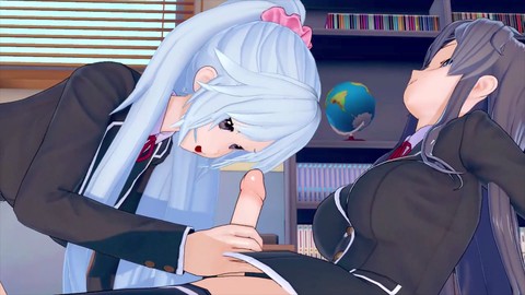 Futa Yukinoshita Yukino gets playful with Kawasaki Saki in a wild anime scene